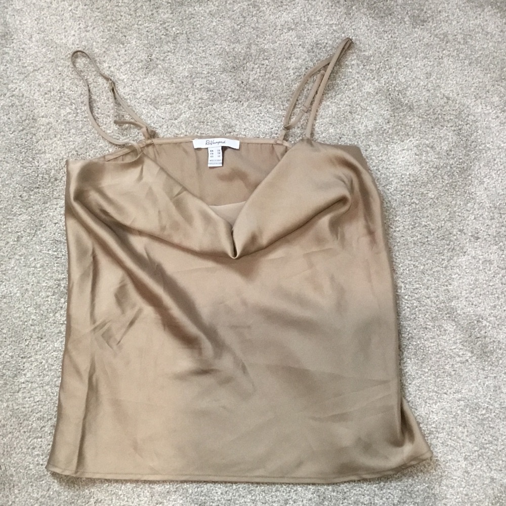 Revamped Satin Cowl Neck Camisole in Light Taupe